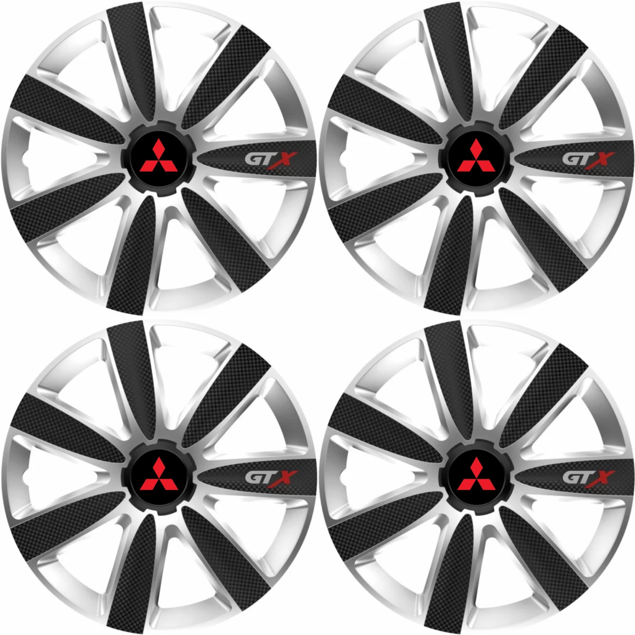 Set 4 capace roti 14`` gtx carbon gri-negru, compatibil cu mitsubishi