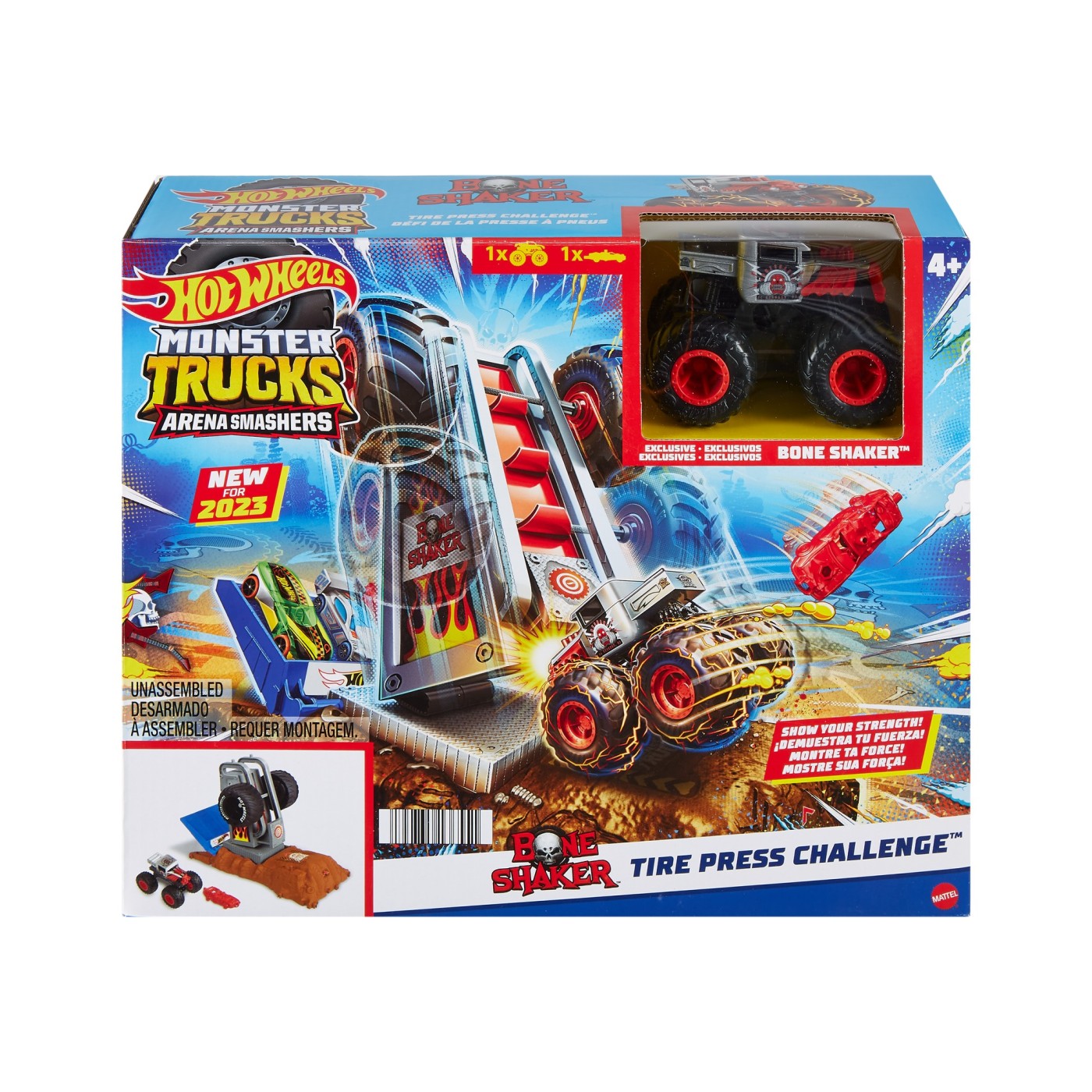 Hot wheels monster trucks entry challenge arena smashers provocarea tire press