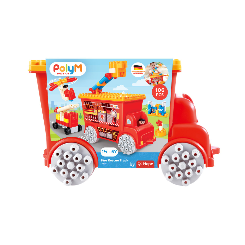 Set constructie polym - masina de pompieri de jucarie (106 piese)