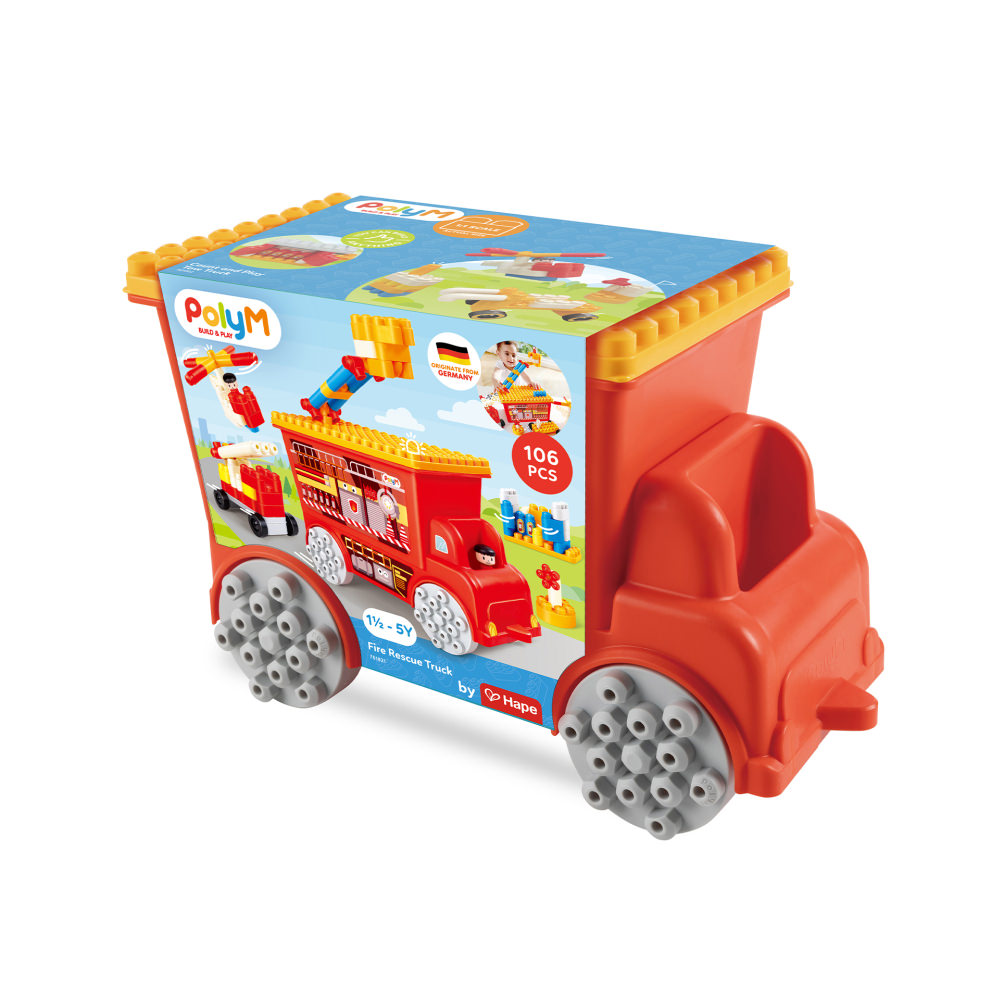 Set constructie polym - masina de pompieri de jucarie (106 piese)