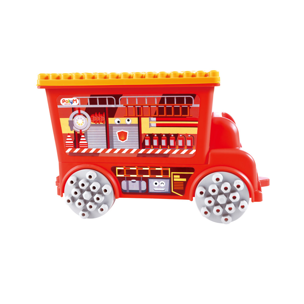 Set constructie polym - masina de pompieri de jucarie (106 piese)