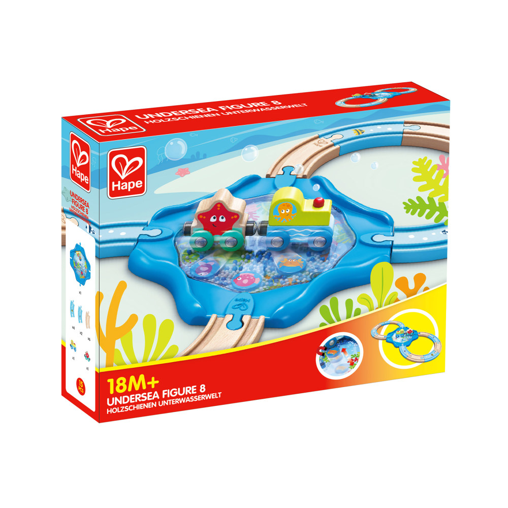 Tren de jucarie cu animale marine hape 15 piese