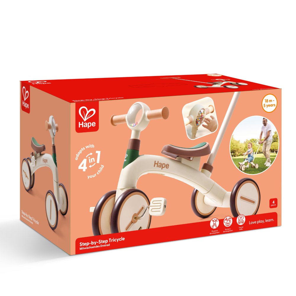 Tricicleta pentru copii cu maner hape step by step
