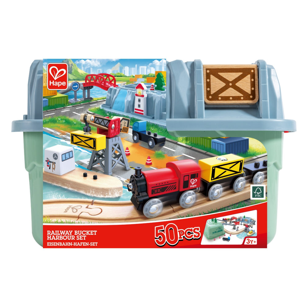 Set trenulet port din lemn hape 51 piese