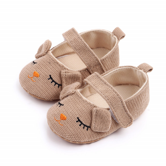 Pantofiori maro pentru fetite - pisicuta (marime disponibila: 9-12 luni