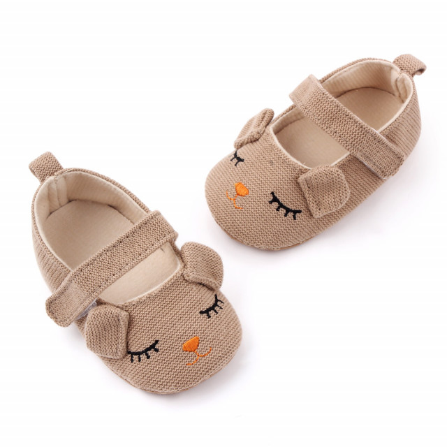 Pantofiori maro pentru fetite - pisicuta (marime disponibila: 9-12 luni