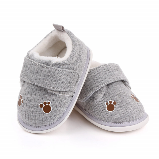 Pantofiori gri imblaniti pentru baietei - labute (marime disponibila: 6-9 luni