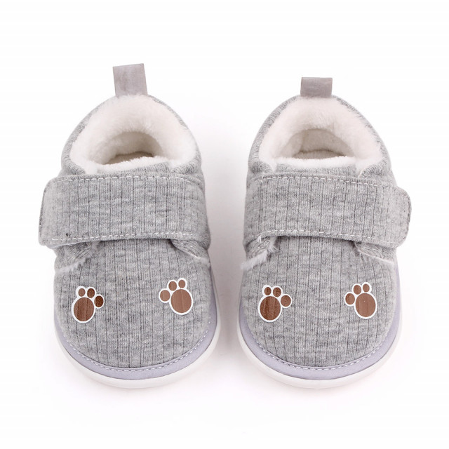 Pantofiori gri imblaniti pentru baietei - labute (marime disponibila: 6-9 luni