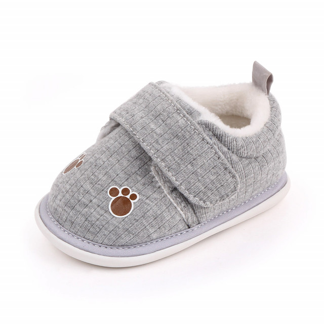 Pantofiori gri imblaniti pentru baietei - labute (marime disponibila: 6-9 luni