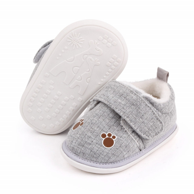 Pantofiori gri imblaniti pentru baietei - labute (marime disponibila: 6-9 luni