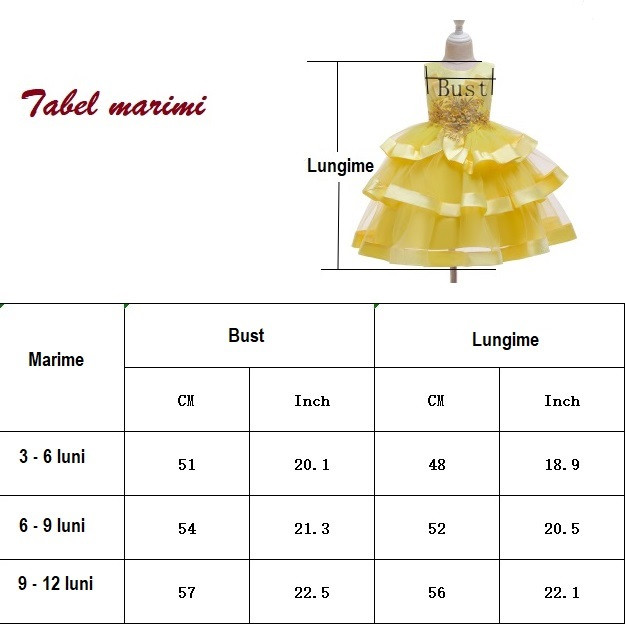 Rochita de ocazie galbena cu volane (marime disponibila: 6-9 luni (marimea 19