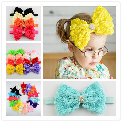 Bentita pentru fetite - fundita din trandafirasi (marime disponibila: 0-12