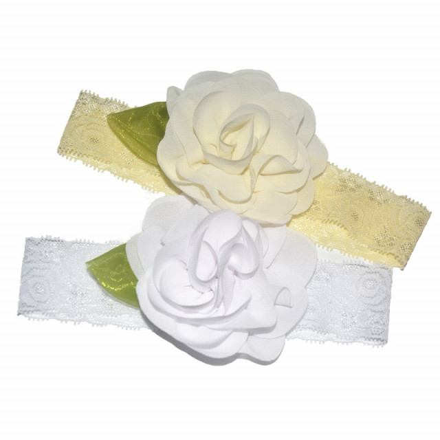 Bentita din dantela cu floare aplicata (culoare: galben, marime disponibila: