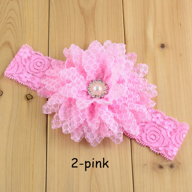 Bentita din dantela cu floare si perluta (marime disponibila: 0-12 luni,