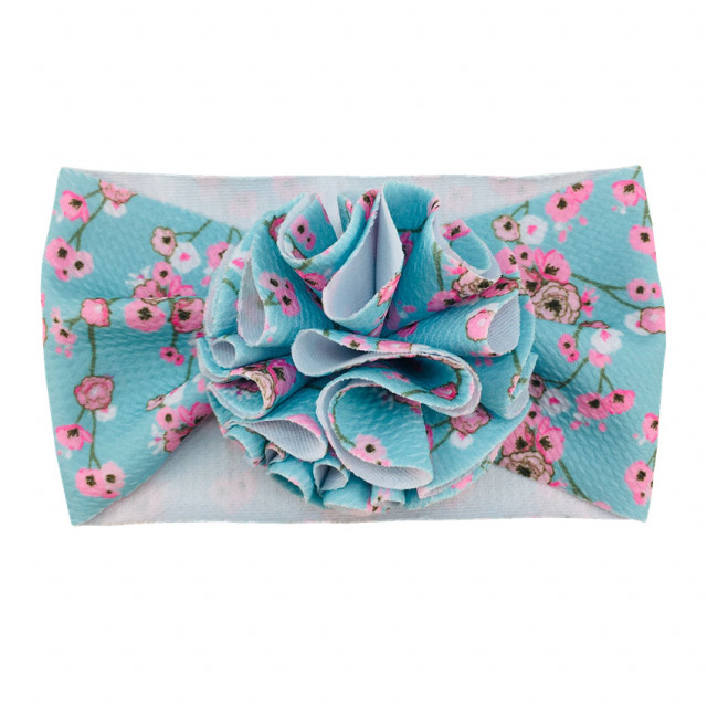 Bentita lata bleu cu floricele roz (marime disponibila: 6-12 luni (marimea 19