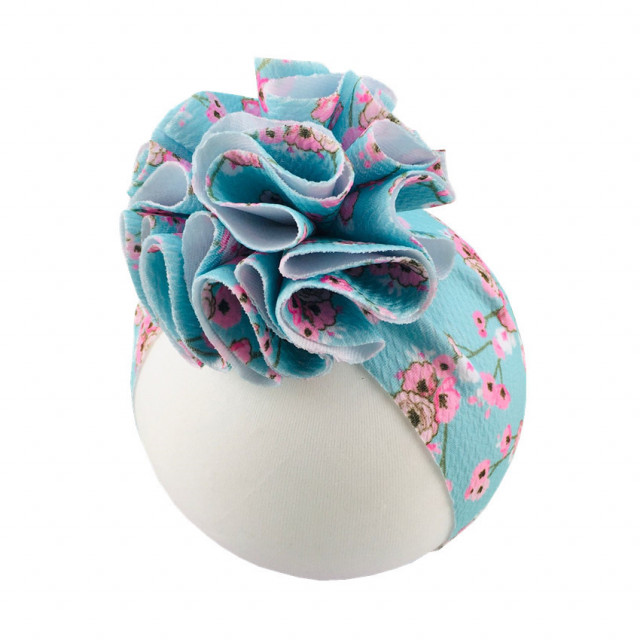 Bentita lata bleu cu floricele roz (marime disponibila: 6-12 luni (marimea 19