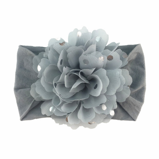 Bentita lata cu floare din tulle si buline argintii (marime disponibila: 0-12