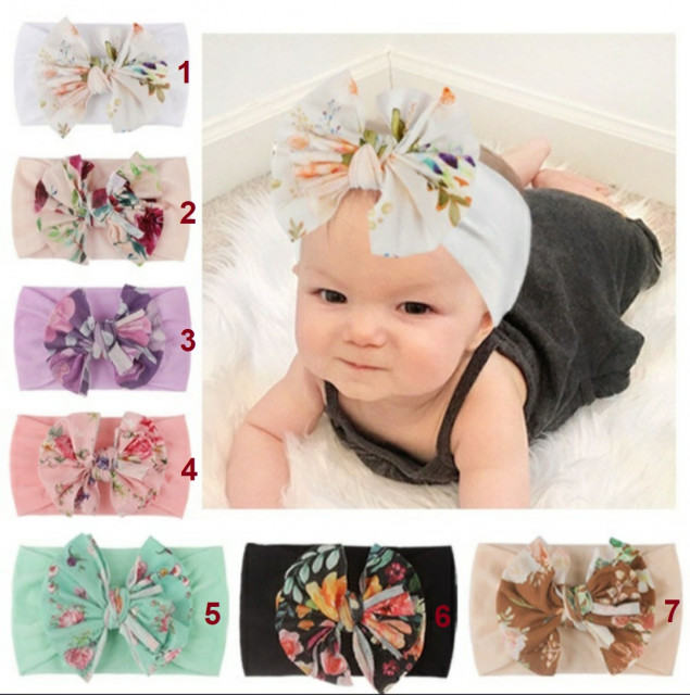 Bentita lata cu funda inflorata aplicata (marime disponibila: 0-12 luni, model: