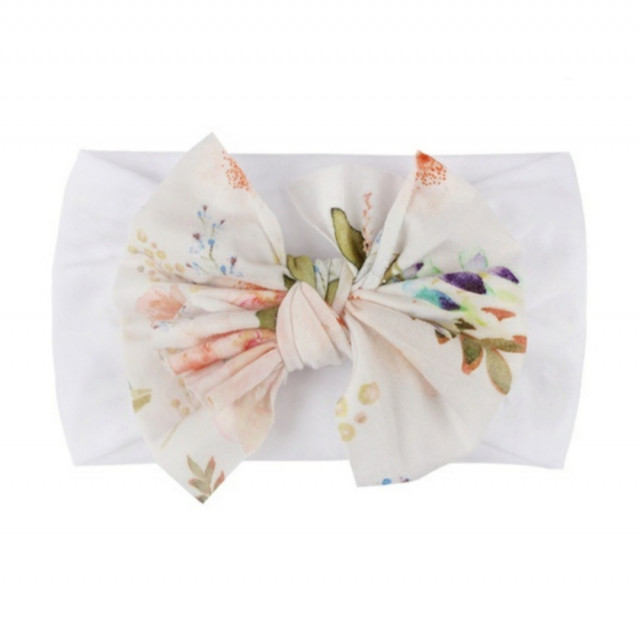 Bentita lata cu funda inflorata aplicata (marime disponibila: 0-12 luni, model: