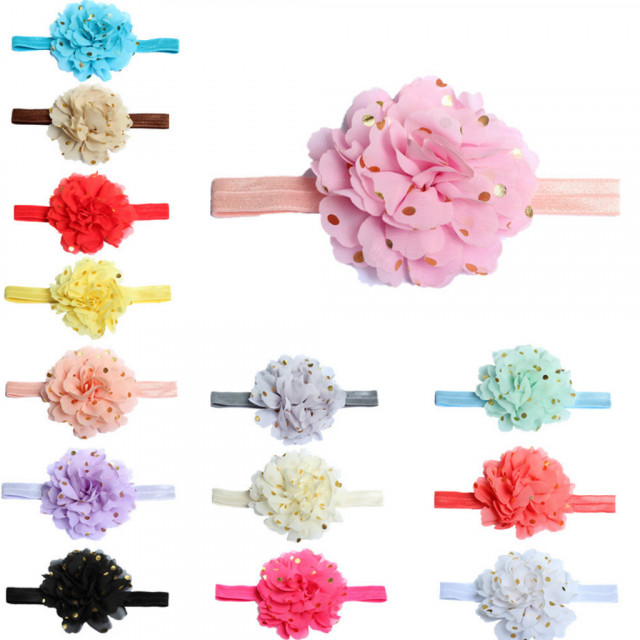 Bentita pentru fetite - margareta cu bulinute aurii (marime disponibila: 0-12