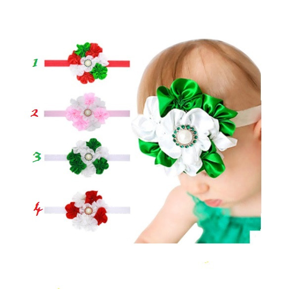 Bentita cu flori din satin pentru fetite (marime disponibila: 0-12 luni, model: