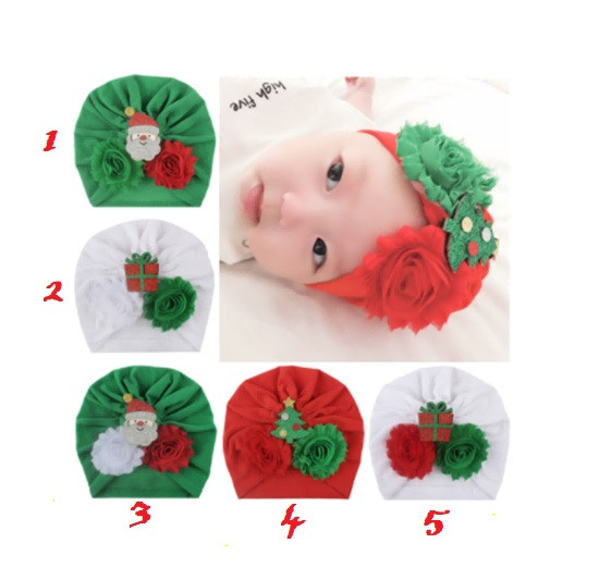 Caciulita tip turban cu personaje de craciun (marime disponibila: 6-9 luni