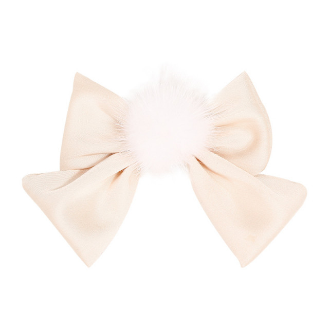 Set 2 clame pentru fetite - fundita cu pufulet (culoare: albastru)