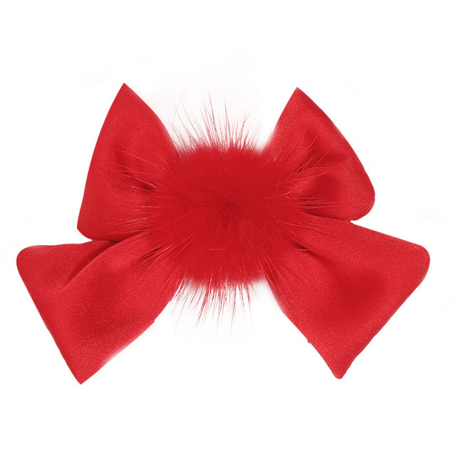 Set 2 clame pentru fetite - fundita cu pufulet (culoare: albastru)