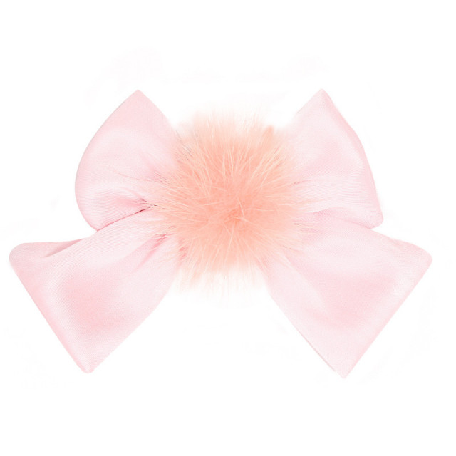 Set 2 clame pentru fetite - fundita cu pufulet (culoare: albastru)