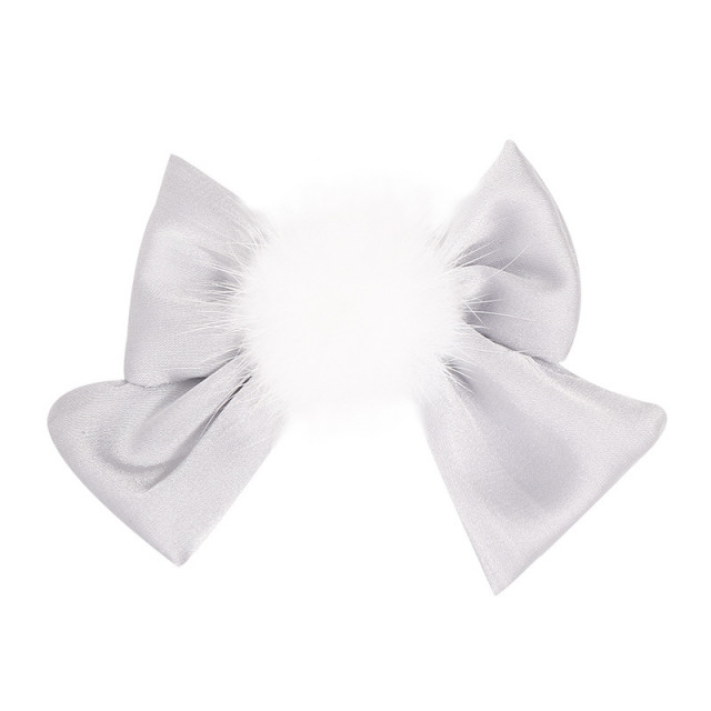 Set 2 clame pentru fetite - fundita cu pufulet (culoare: albastru)