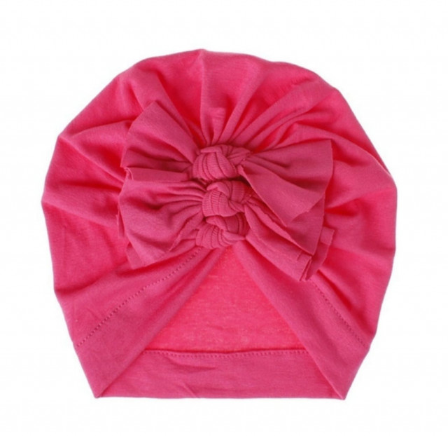 Caciulita tip turban cu trei fundite (marime disponibila: 3-6 luni (marimea 18