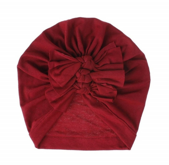 Caciulita tip turban cu trei fundite (marime disponibila: 3-6 luni (marimea 18