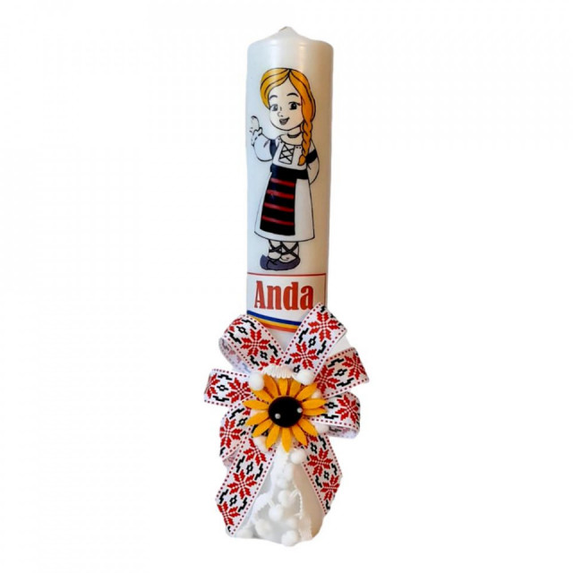 Set rochita botez, trusou si lumanare personalizata, decor traditional,