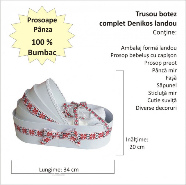 Set rochita botez, trusou si lumanare personalizata, decor traditional,