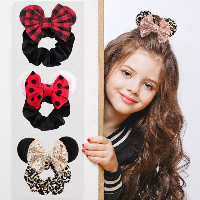 Elastic de par din catifea cu urechise si fundita - model 13