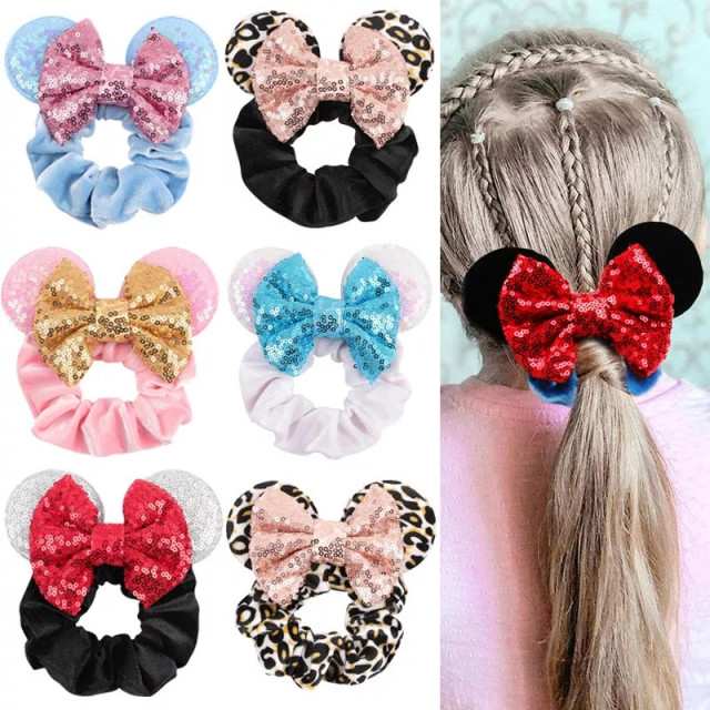 Elastic de par din catifea cu urechise si fundita - model 13