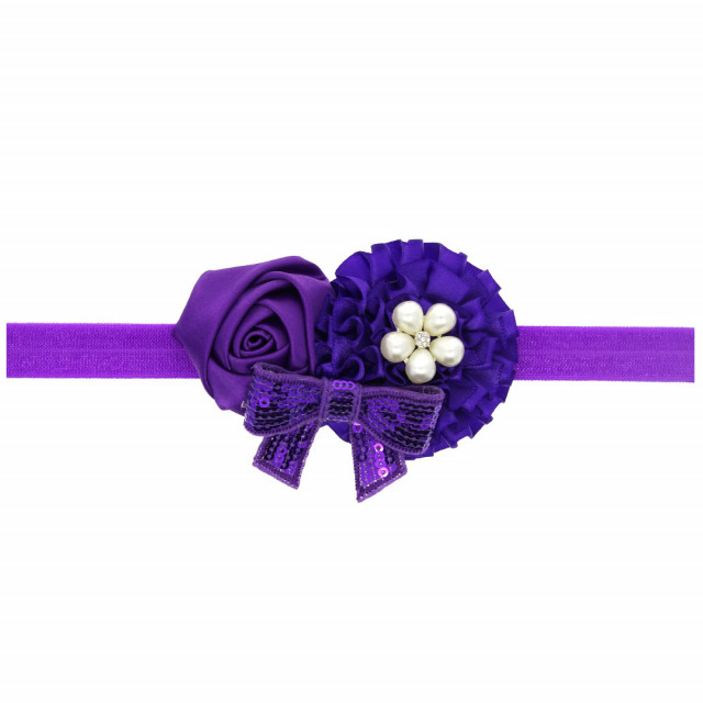 Bentita cu fundita cu paiete si perlute (marime disponibila: 0-12 luni,