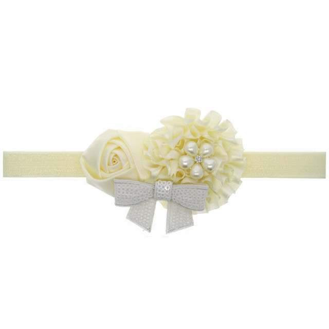 Bentita cu fundita cu paiete si perlute (marime disponibila: 0-12 luni,