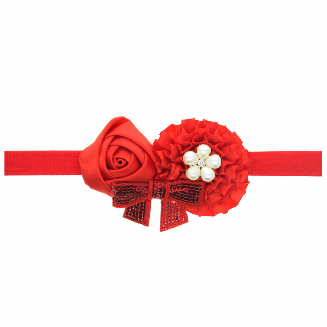 Bentita cu fundita cu paiete si perlute (marime disponibila: 0-12 luni,