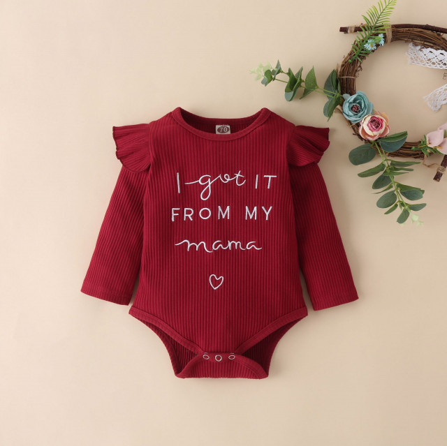 Compleu visiniu pentru fetite - i got it from my mama (marime disponibila: 9-12