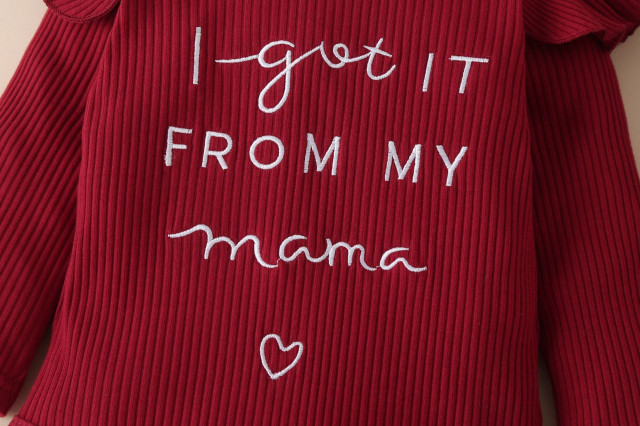 Compleu visiniu pentru fetite - i got it from my mama (marime disponibila: 9-12