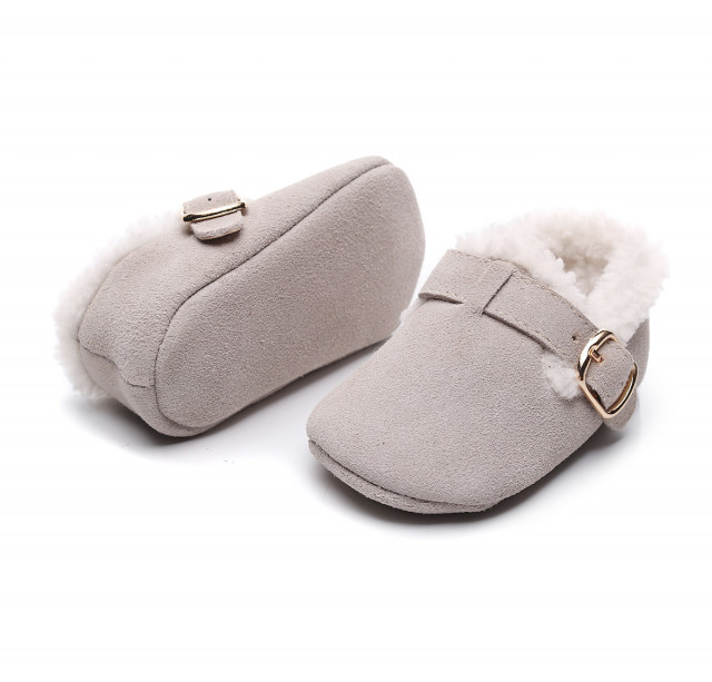 Pantofiori gri imblaniti pentru fetite - lilly (marime disponibila: 3-6 luni