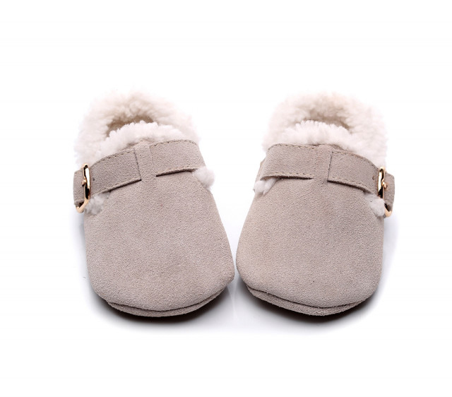 Pantofiori gri imblaniti pentru fetite - lilly (marime disponibila: 3-6 luni