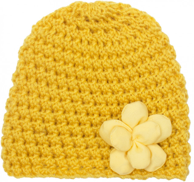 Caciulita crosetata cu floricica aplicata (marime disponibila: 6-9 luni