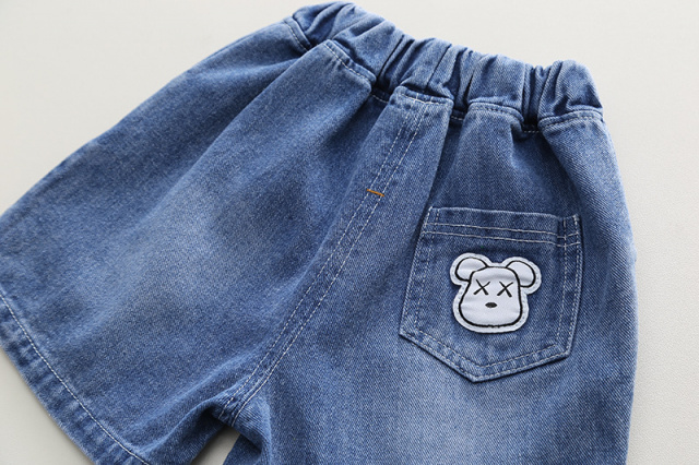 Costumas cu tricou alb si blugi pentru baietei - bear (marime disponibila: 5