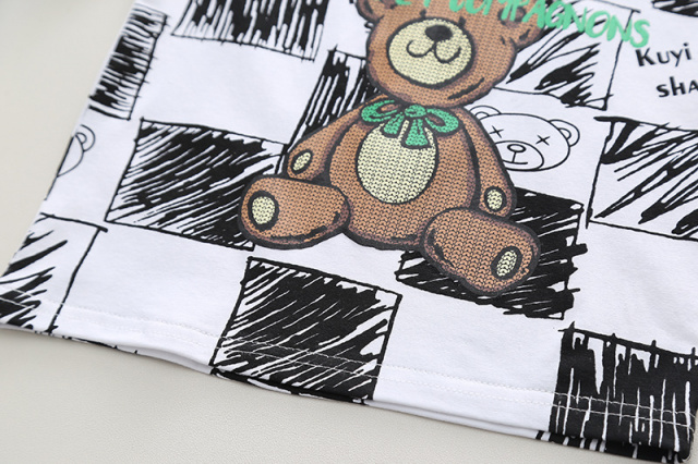 Costumas cu tricou alb si blugi pentru baietei - bear (marime disponibila: 5