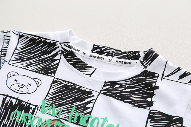 Costumas cu tricou alb si blugi pentru baietei - bear (marime disponibila: 5