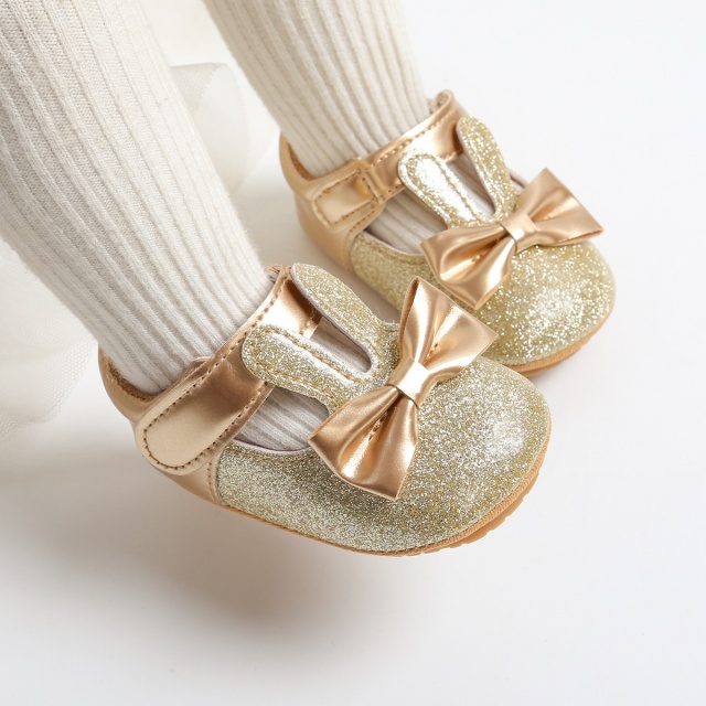 Pantofiori aurii pentru fetite - glitter bunny (marime disponibila: 3-6 luni