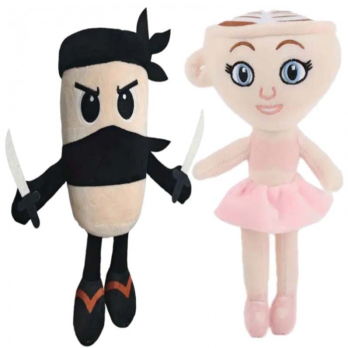 Set jucarie cappuccino assassino plus 28 cm si jucarie plus ballerina cappuccina 28 cm – personaj anime, moale, roz