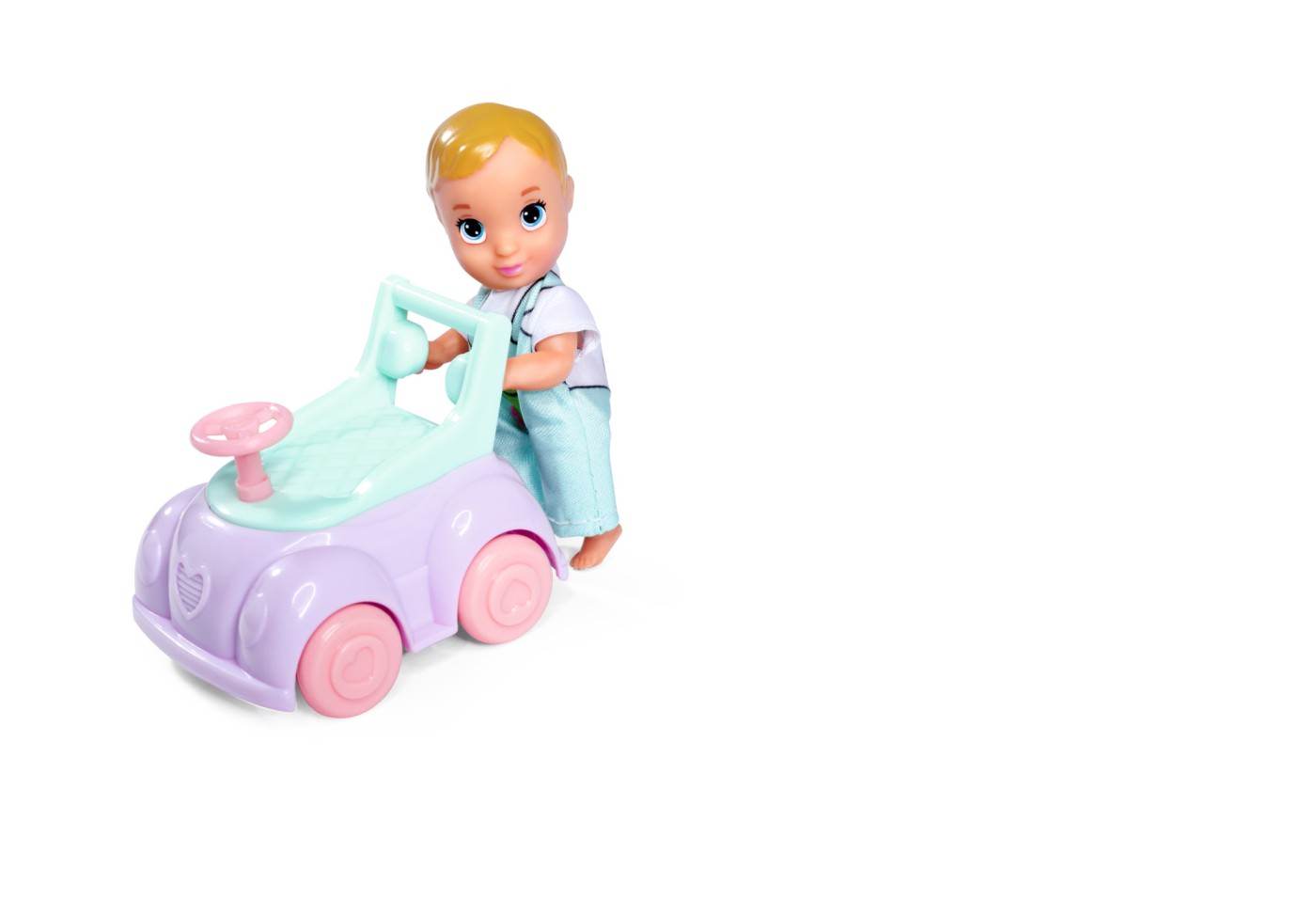 Papusa steffi cu bebelus, masinuta premergator si accesorii